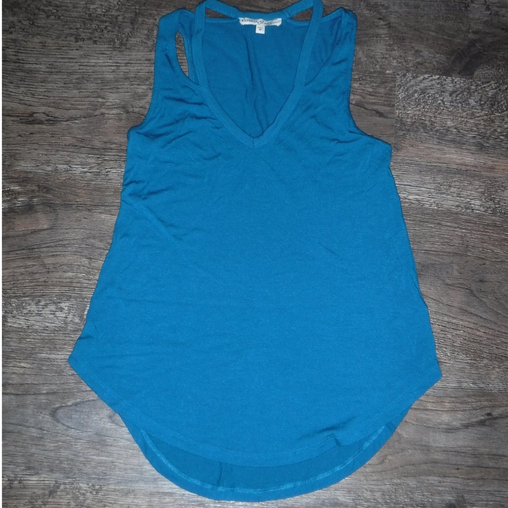 Express One Eleven Tank Top V-Neck Sleeveless Casual Blue‎ XS